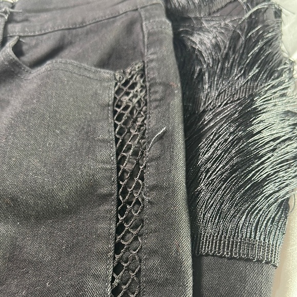 Black Flare Jeans with Dramatic Fringe - Picture 9 of 9